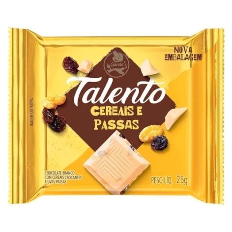 CHOCOLATE GAROTO TALENTO CEREA E PASSA 15X25G CHOCOLATE GAROTO TALENTO CEREA E PASSA 15X25G