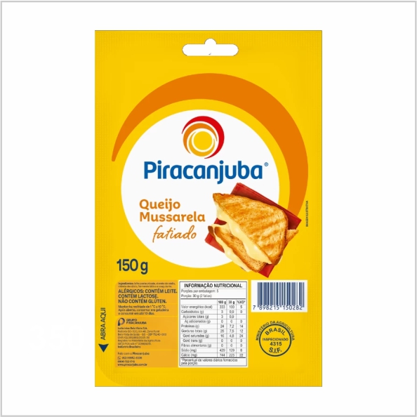 QUEIJO TIPO MUSSARELA PIRACANJUBA FATIADO 150G QUEIJO TIPO MUSSARELA PIRACANJUBA FATIADO 150G