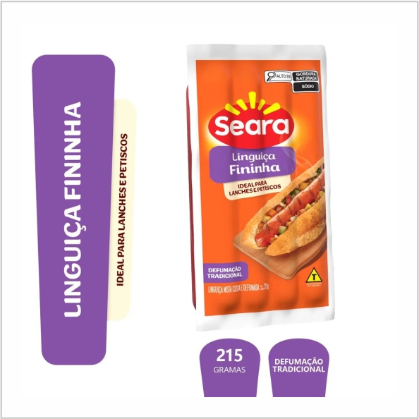 LINGUIÇA MISTA DEFUMADA FININHA SEARA 215G LINGUIÇA MISTA DEFUMADA FININHA SEARA 215G